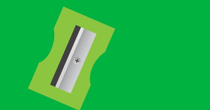Digital animation of sharpener icon moving against black background