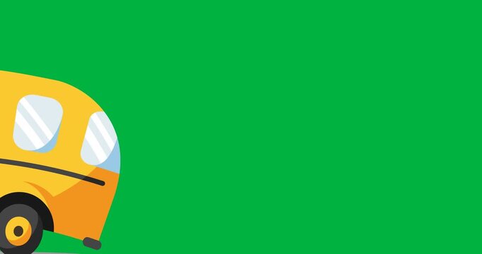 Digital animation of school bus icon against black background