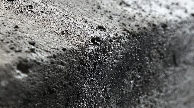 A close-up view of a textured, rough, and porous surface with varying shades of gray
