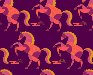 seamless Oriental Horse Pattern
