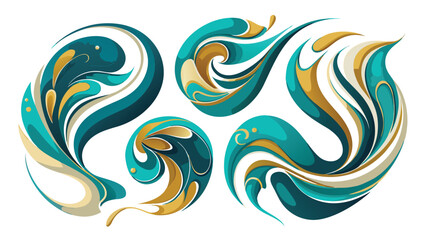 Fototapeta premium Three vertical banners featuring elegant blue and gold swirls, creating a dynamic and visually appealing design..eps