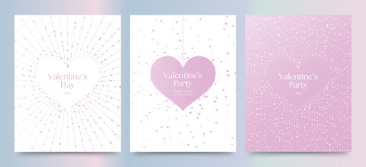 Valentines Day Flyer Poster Template in Pink & White with Luxury Love Heart Vector Concept