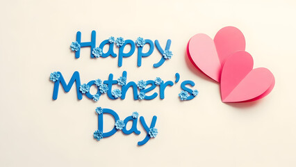 Happy mother's day greeting with pink hearts