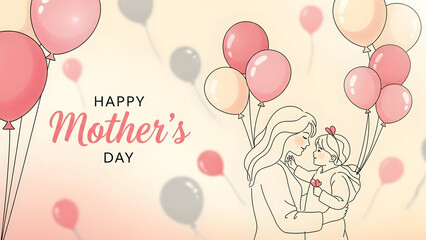 Happy mother's day celebration with balloons and family love