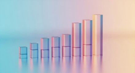 Glass Bar Chart Growing Upwards Gradient Background