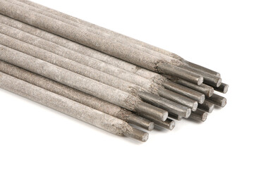 Bundle of welding electrode tips showing metal core and flux