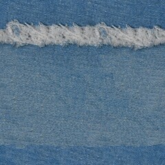 Seamless  Ripped blue hipster jeans material. Destroyed denim Cloth texture. Close up.