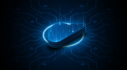 Abstract cloud technology circuit board. Large data center concept. modern cloud storage technology innovation concept background