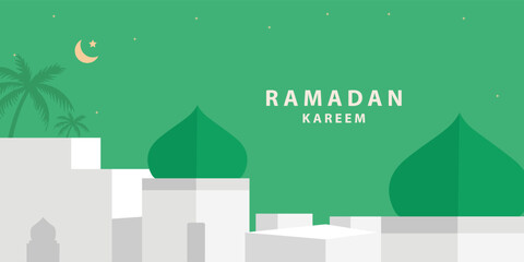 Ramadan Kareem window and mosque backgrounds. Eid mubarak or Modern Islamic greeting cards, Poster and social media banner template with geometric pattern overlay effect in trendy warming brown colors