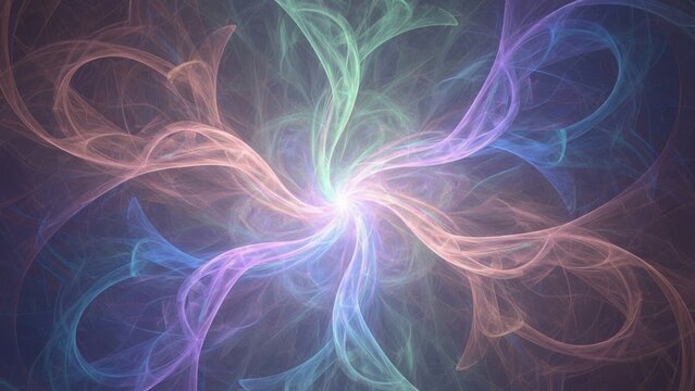 Vibrant Abstract Light Swirls Creating a Dynamic Cosmic Energy Pattern in Various Colors