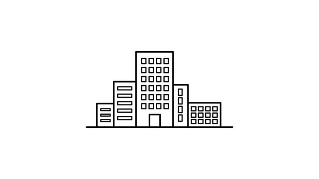 City Buildings Vector Illustration 4K Stock Video Urban Skyline Architecture Motion