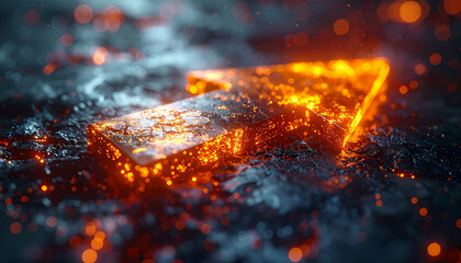 Illuminating Direction: A glowing, fiery arrow pointing upward against a textured, dark background, representing progress and upward movement