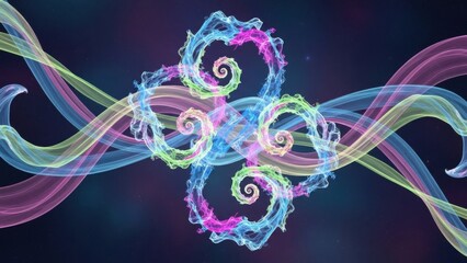 Vibrant Abstract Swirling Light Patterns with Neon Colors and Fluid Dynamics