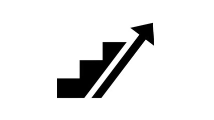 Vector illustration of progressive business growth staircase with upward arrow, on transparent background
