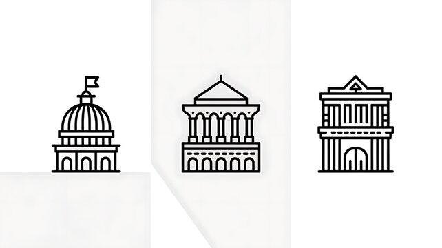 Congress,Theater,La boca,Recoleta line icon set.Outline vector icons collection.