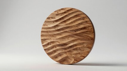 Circular wooden disc with wavy grain pattern