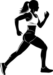 Woman Silhouette Sport Runner Action Vector Illustration