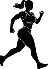 Woman Silhouette Sport Runner Action Vector Illustration