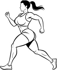 Woman Silhouette Sport Runner Action Vector Illustration