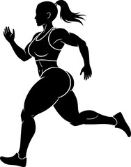 Woman Silhouette Sport Runner Action Vector Illustration