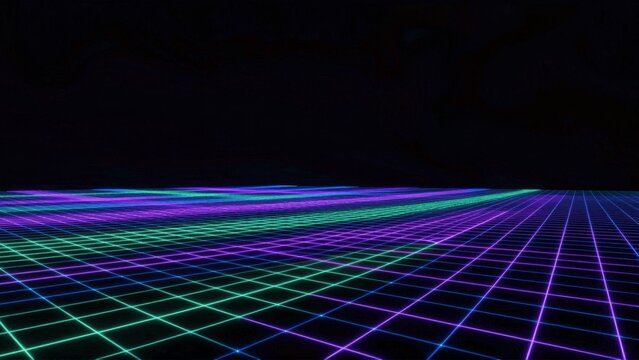 Neon grid pattern on black background - Powered by Adobe