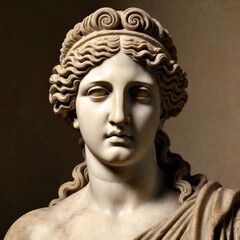 Aphrodite. Ancient Greek sculpture, god, mythology. Panel of the ancient Greek goddess	