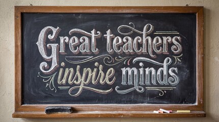 Inspirational chalkboard with Great teachers inspire minds message
