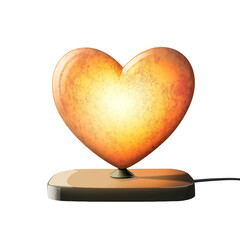 Contemporary Heart Table Lamp with Realistic Shadow &ndash; Clipart PNG, Transparent Background	