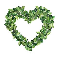 Kawaii LOVE Word Formed with Soft Green Leaves &ndash; Valentine Clipart PNG, Transparent Background	
