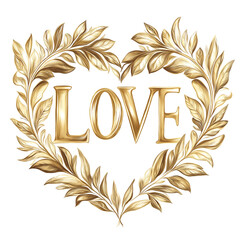Elegant leaf typography spelling LOVE minimal Valentin Clipart PNG, Transparent Background	