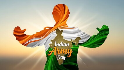 Indian army day celebration with national flag