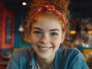 Fototapeta premium Smiling Girl in Bandana