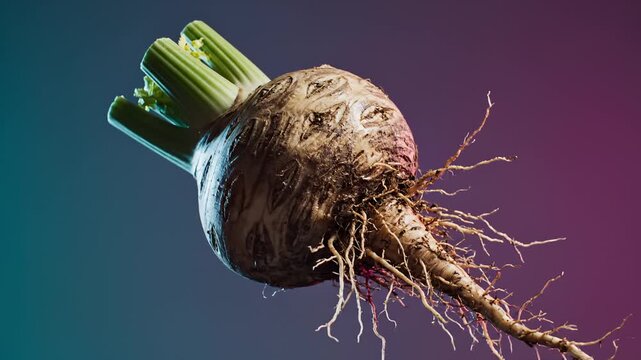 Close Up of Celery Root on Colorful Background