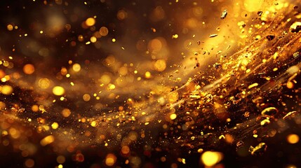 Shimmering Golden Particles in Motion Creating Eye-Catching Background for Creative Projects and Visual Displays