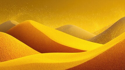 Vast Golden Sand Dunes Under Warm Sunlight in Dreamy Desert Landscape with Grains of Sand Floating Through Air