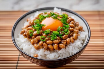 Japanese natto rice bowl