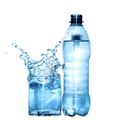 Isolated Transparent PNG of Multiple Plastic Water Bottles Filled With Fresh Drinking Water on White Background