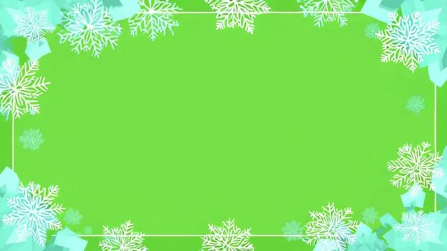 Light green background with subtle white snowflake patterns motion graphic for Christmas holiday celebration and winter seasonal greeting card invitation template design