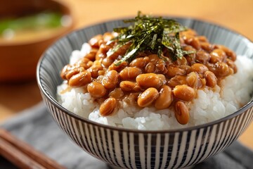Japanese natto rice bowl