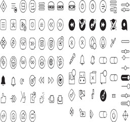 Extensive Collection of Hand- Drawn Icons for User Interface and Navigation Elements