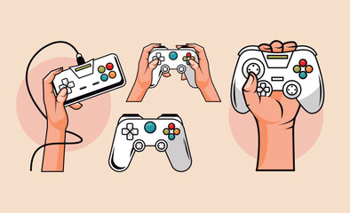 hand holding a game controller with joystick © Mitko