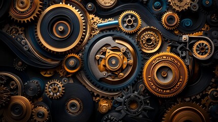 Complex arrangement of intricate gears.