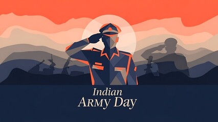 Indian army day illustration with saluting soldier