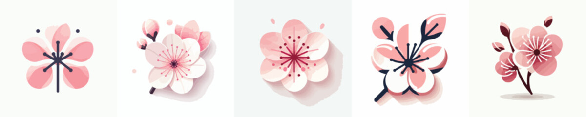 Plum blossom icon. Lunar. Vector, minimalist, illustration, icon set.