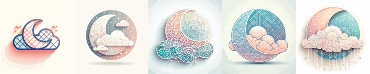 Lucky cloud icon. Lunar. Vector, minimalist, illustration, icon set.