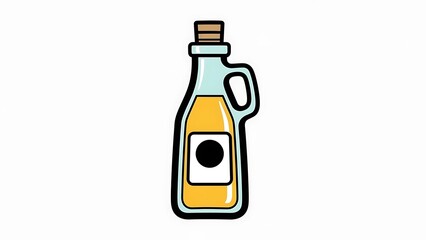 Cartoon Olive Oil Bottle Illustration.