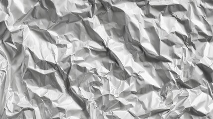 Obraz premium A close-up view of crumpled silver foil with a textured, wrinkled surface