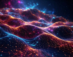 Digital rendering of flowing, luminous energy fields
