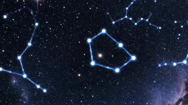 Abstract blue constellations and star map in deep space