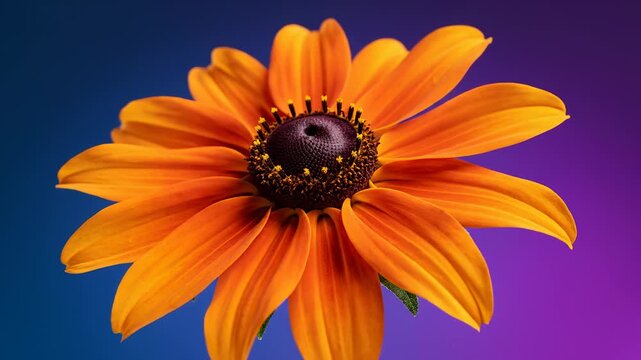 Orange Rudbeckia Flower Blooming on Colorful Background